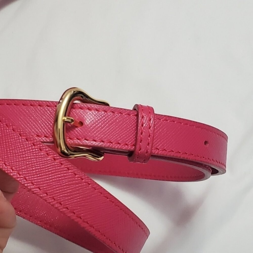 Samantha Thavasa Hot Pink Saffiano Leather Satchel Bag Padlock Crossbody Gold - Picture 7 of 15